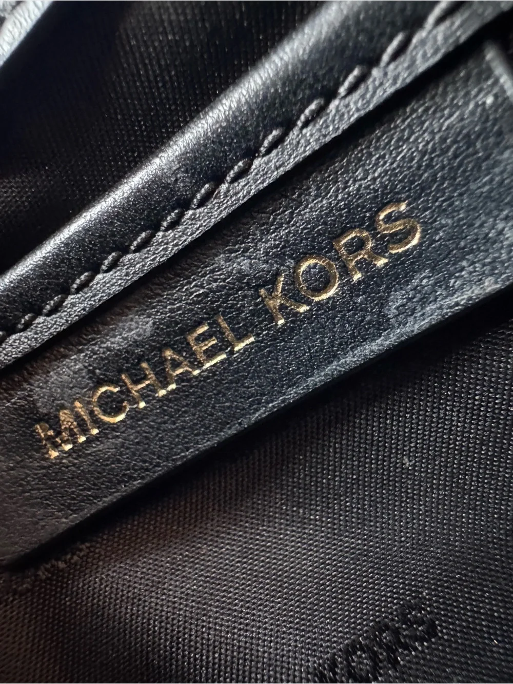 Michael Kors Black Leather & Suede Compact Crossbody with Gold Hardware